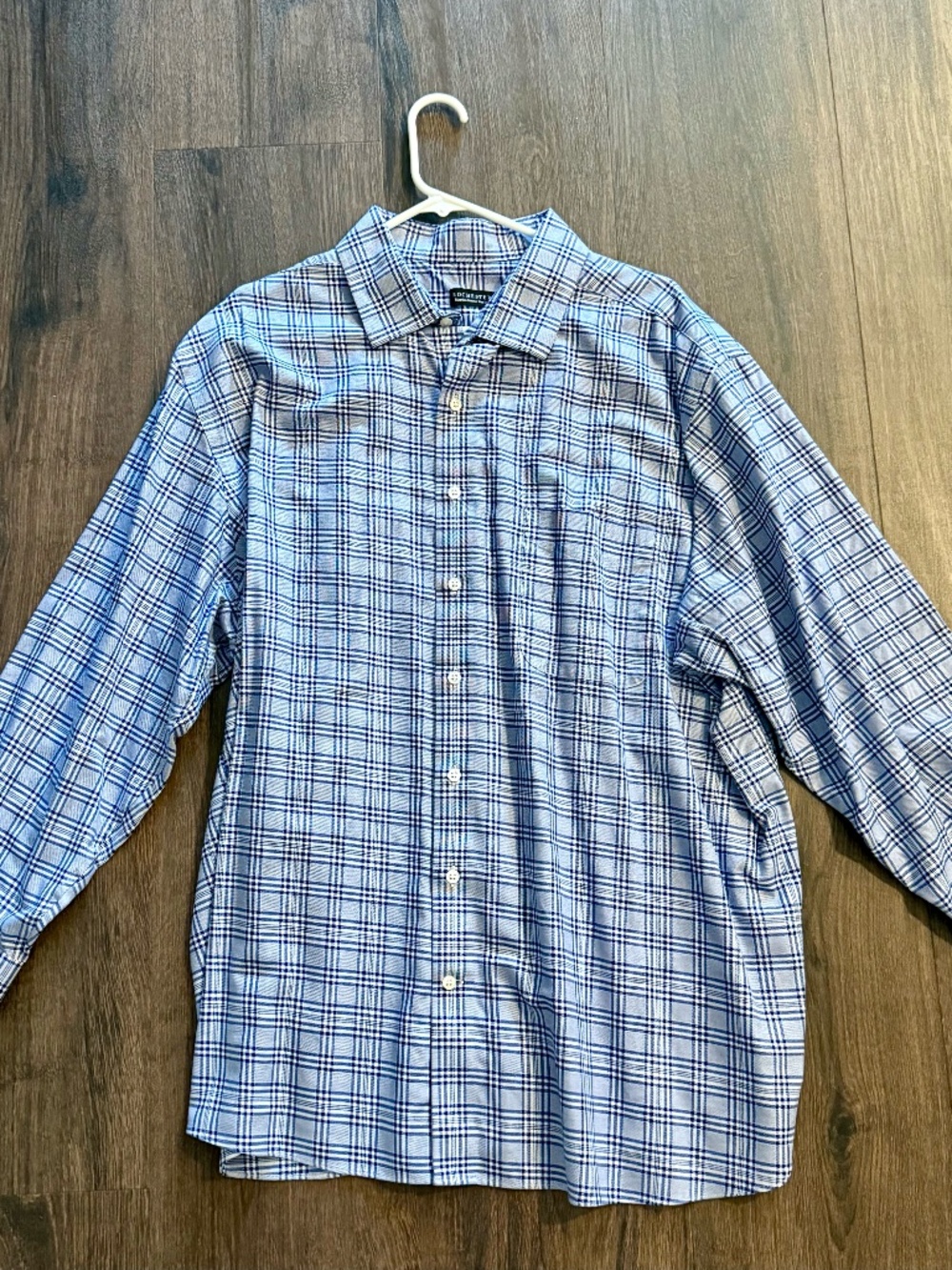 Rochester Men’s Big & Tall Dress Shirt - Purple/Blue/White Plaid - 19 34/35